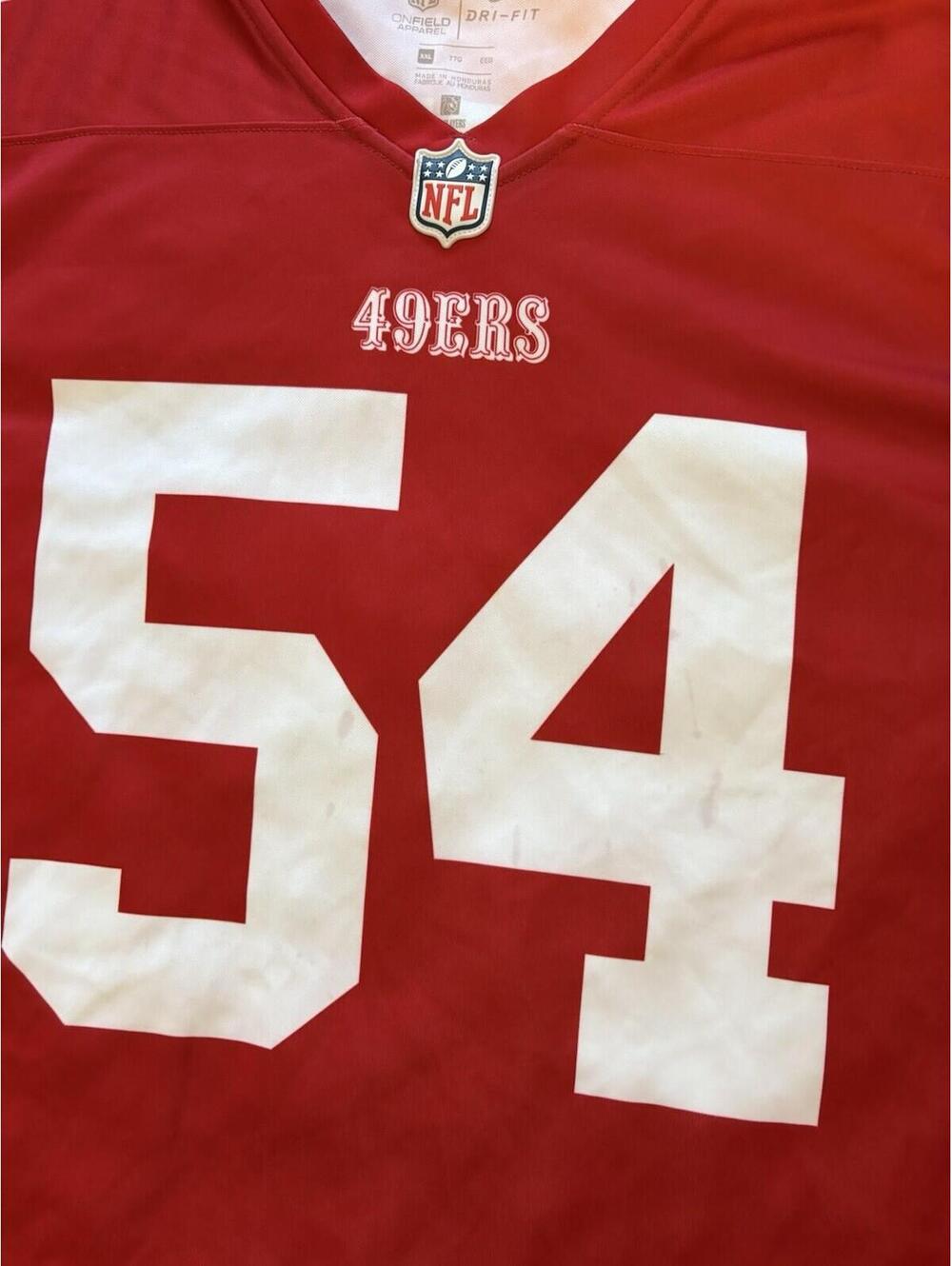 Nike San Francisco 49ers NFL Fred Warner Red Color Rush Jersey Men's Size 2XL - Picture 9 of 10